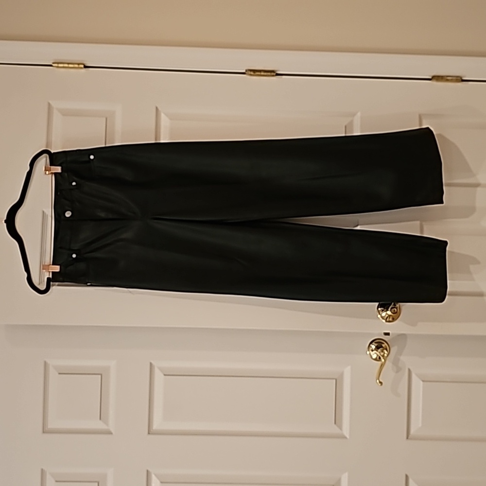 Blank NYC Franklin High Waist Faux Leather Wide Leg Pants, Black, Size 29